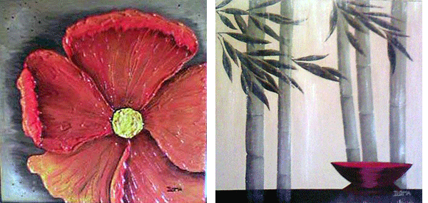 Orange poppy and Japanese painting