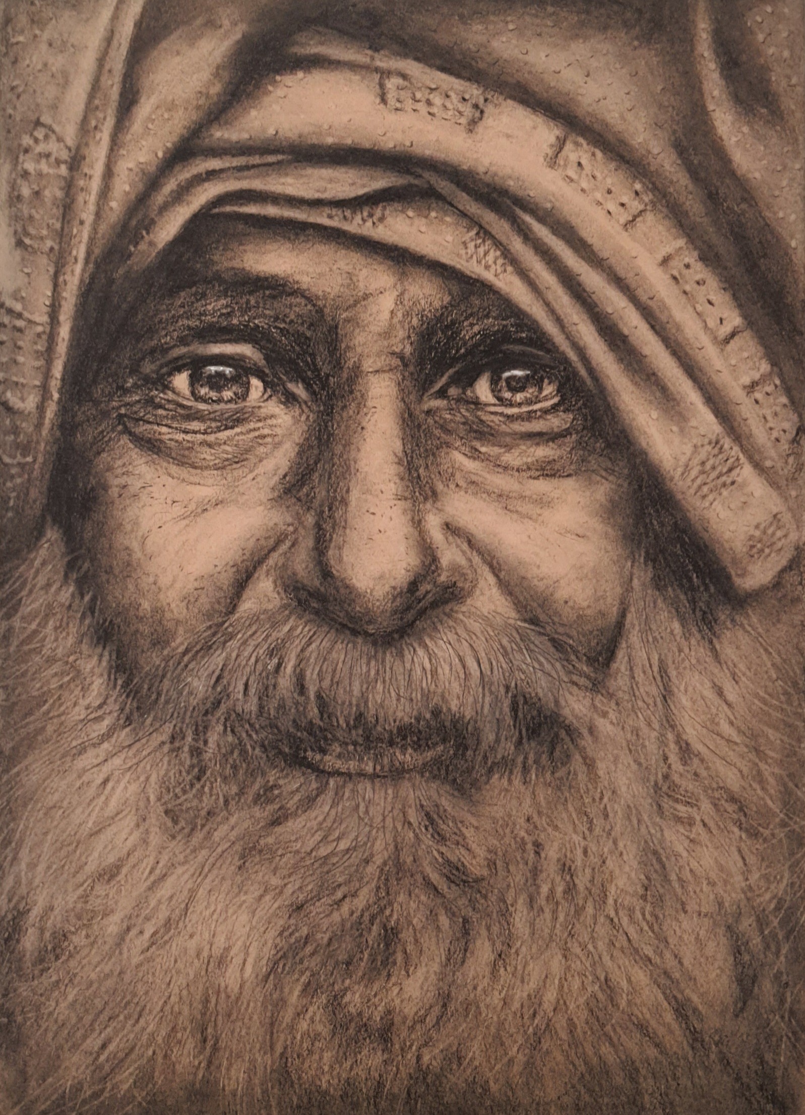 Charcoal sketch of Arabian man